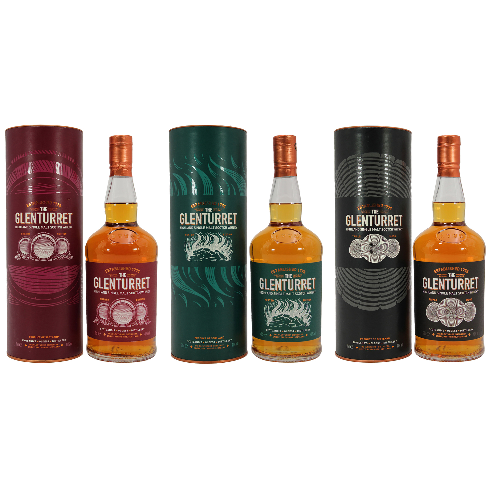 Glenturret Edition 2014 Bundle Sherry, Triple Wood and Peated - Image 2
